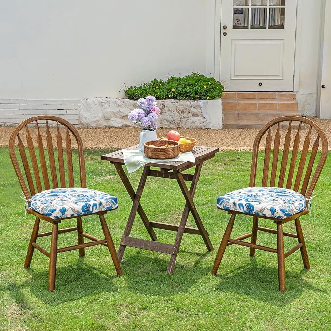 HARBOREST Outdoor Chair Cushions Set of 6, Water Resistant Patio Chair Cushions with Ties, Outdoor Seat Cushions for Patio Furniture, 17"x16"x2", Blue Butterfly - Image 7