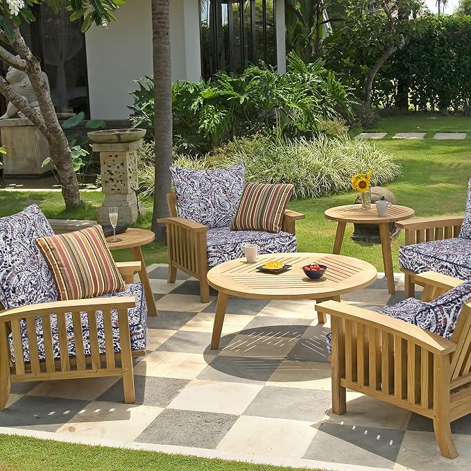 Favoyard Outdoor Deep Seat Patio Cushions Set, 19" x 19", Rainproof, Garden | Fade Resistant, Removable Bottom & Back Cushion, Tie Straps for Patio Furniture, Rocking Chair, Sofa Couch, Teardrop Blue - Image 3