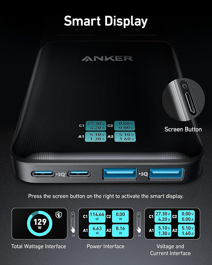 Anker Prime Charging Station, 140W 6-in-1 Travel Power Strip, 2 USB C | 2 AC, 2 USB A, 5ft Detachable Extension Cord with Multiple Outlets, Desk Accessories, Home Office (Non-Battery/Wireless) - Image 5