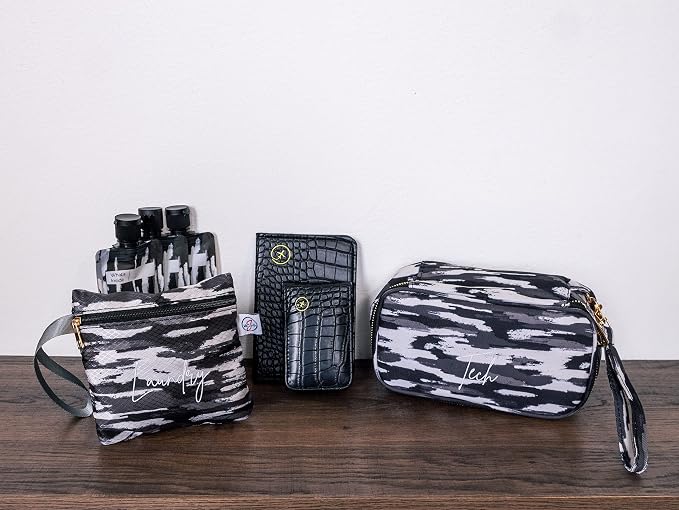 Ms. J Travel Essentials Tech Organizer, Black, White and Gray - Image 6