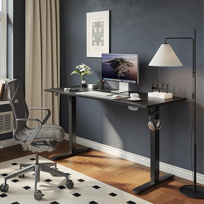 Agilestic 60 * 24 Inch Height Adjustable Electric Standing Desk, Black | Sit Stand Up Computer Desk, Memory Presets, Stable Steel Frame,154 lbs, Easy Assembly, Splice Board, Home Office, Studying - Image 2