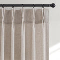 Hokibero Oatmeal Pinch Pleated Linen Curtains 84 Inch Long for Living Room | Light Filtering Sheer Curtain,Pinch Pleat Back Tab Hooks Rings,Farmhouse Textured Privacy Drapes for Bedroom Window,2 Panels by Hokibero
