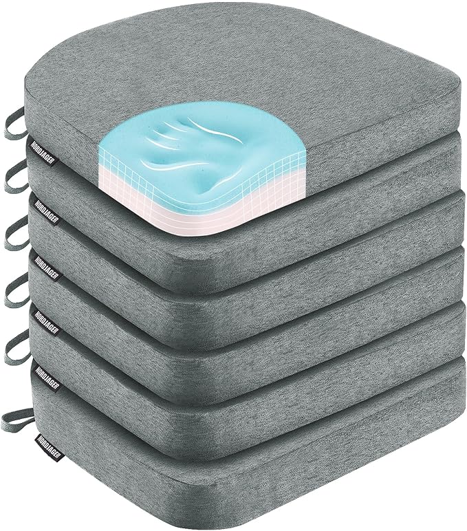 Nordjager Chair Cushions for Dining Chairs, 6 Pack Memory Foam Cushion | 2.5" Thick Chair Cushion; Waterproo Surface with 17" x 16" Size for Kitchen & Dining Chairs, Secure Ties and Washable Cover. by Nordjager