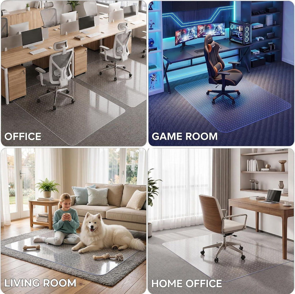 Office Chair Mat for Carpet, 36"×48" Heavy-Duty Clear Desk Floor Mat for Low Pile Carpets, Non-Slip PVC Carpet Protector Mat for Home, Office, Gaming Room, Smooth Glide, Easy to Clean - Image 7