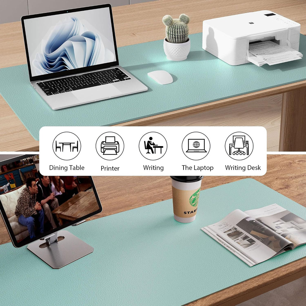 Aothia Faux Leather Desk Mat – Large Mouse Pad, Non-Slip PU Leather Blotter, Waterproof Writing Surface for Office and Home (Light Blue, 47.2" x 23.6") - Image 8