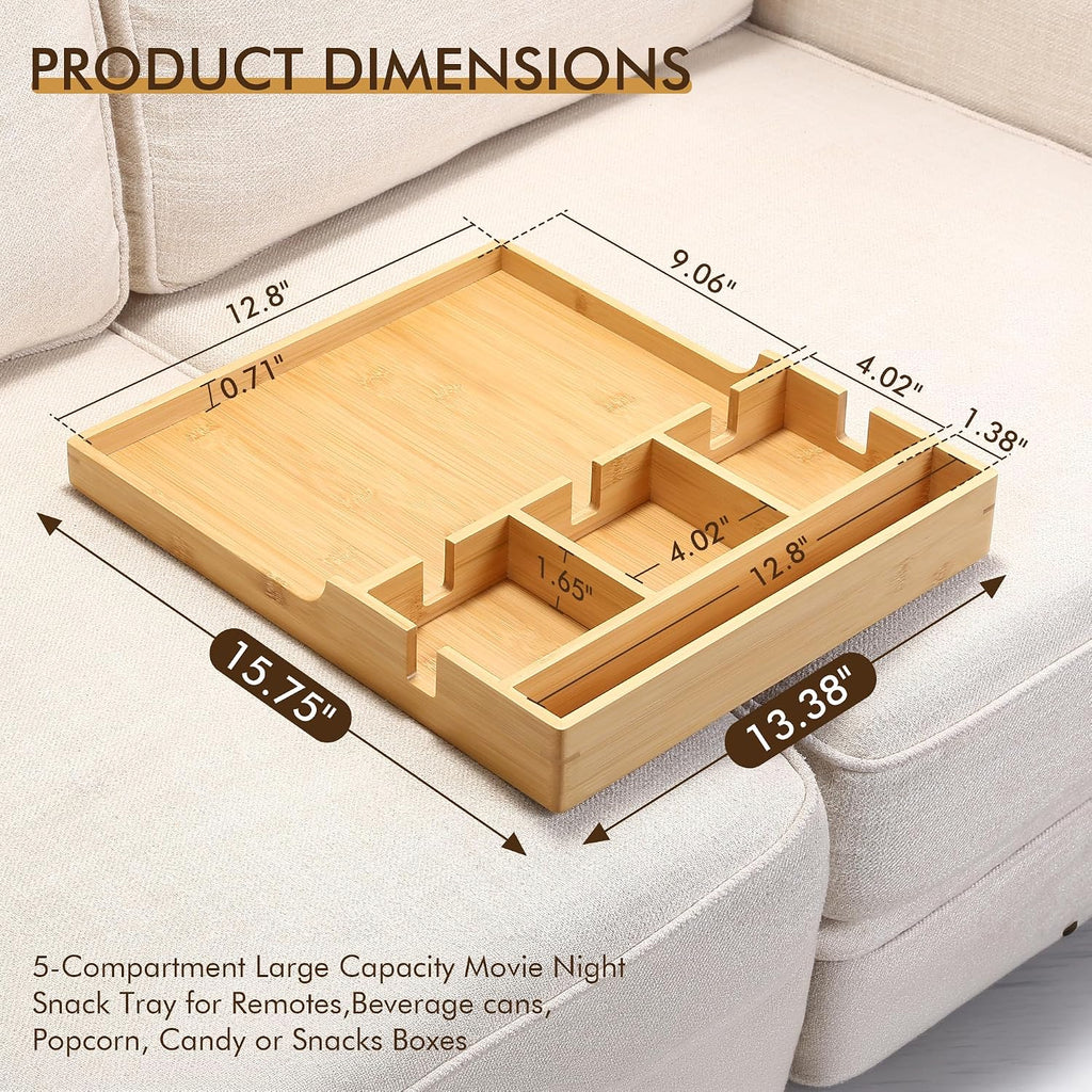 Oversize Couch Tray for Sectional,Bamboo Sofa Insert Tray - Image 2