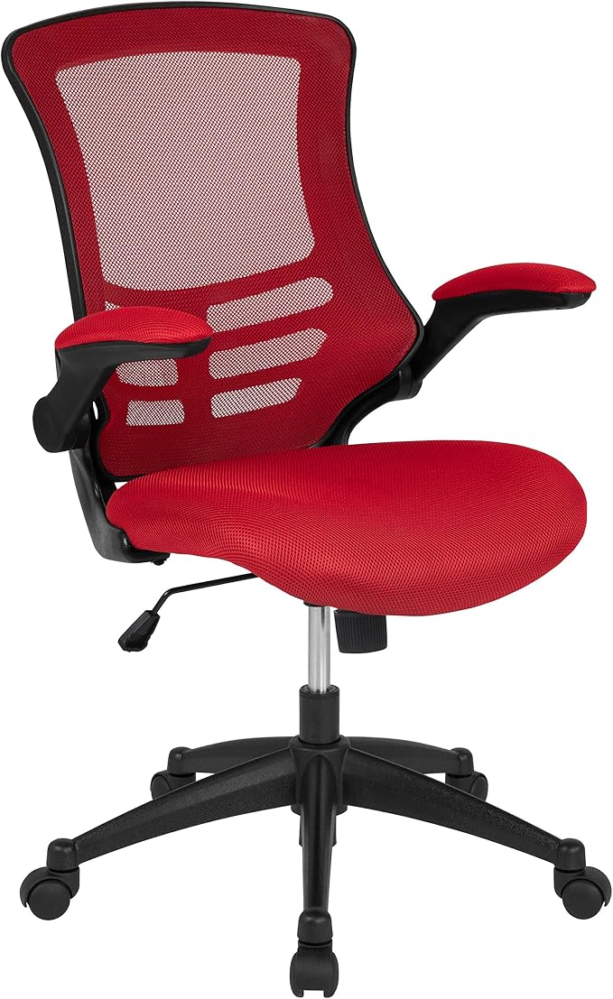 Flash Furniture Mesh Swivel Ergonomic Office Chair with Flip-Up Arms, Red | Mid-Back, Mesh Back by FlashFurniture
