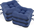 BETU Chair Cushions for Dining Chairs Set of 6,3.5" Thick Outdoor Indoor Chair Pads with Ties,Non Slip Backing and Covers, Seat Cushion for Kitchen Dining,Bar,Patio Furniture15.5"X15.5"X3.5",Navy Blue by BETU