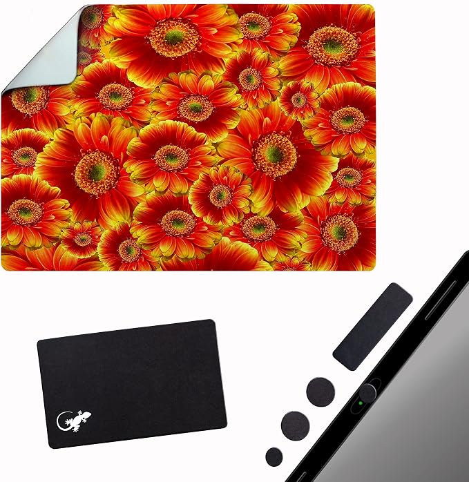 Adhesive Mouse Pad - Peel and Sticks to Any Surface - Travel Mouse Pad, Sticky for Any Surface - Excellent Tracking - Flowers GERBERAS by GeckoTravelTech
