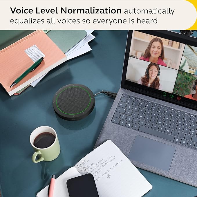Jabra Speak2 40 Portable Speakerphone - 4 Noise-Cancelling Mics, 50mm Full Range Speakers with Wideband Audio for Clear Sound, USB-A/USB-C Connections - Certified Microsoft Teams Speaker - Dark Grey - Image 4