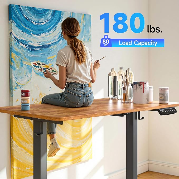 BIZUM 40x24 Inch Electric Standing Desk with Memory Presets, Quiet Motor Height Adjustable Stand Up Desk for Home Office & Gaming, Ergonomic Sit Stand Workstation，Light Rustic Brown - Image 5