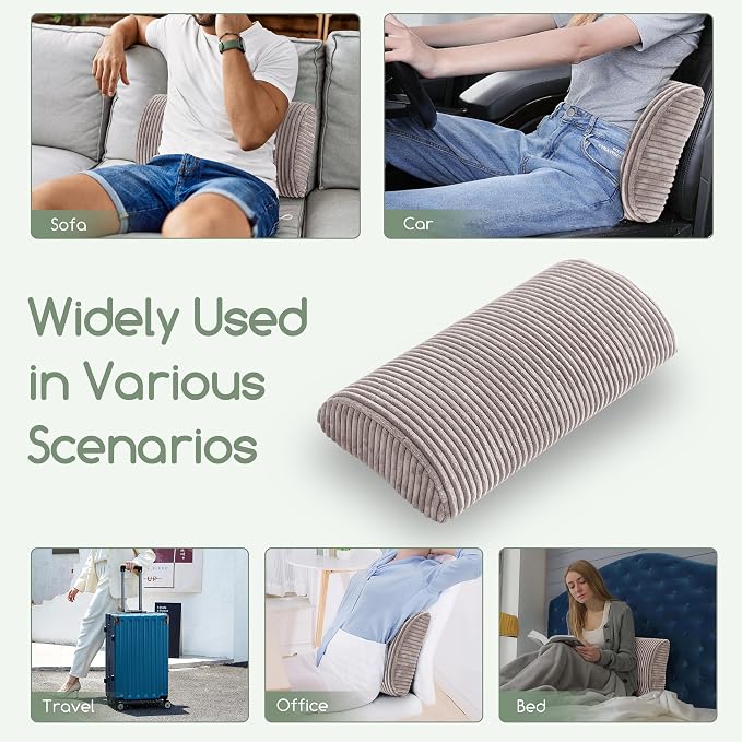HIGOGOGO Lumbar Support Pillow for Recliner Chair/Accent Chair/Couch, Memory Foam Back Support Cushion for Elderly, Recliner Cushions for Back Rest, Pain Relief, Reading, Washable Cover, Grey - Image 5