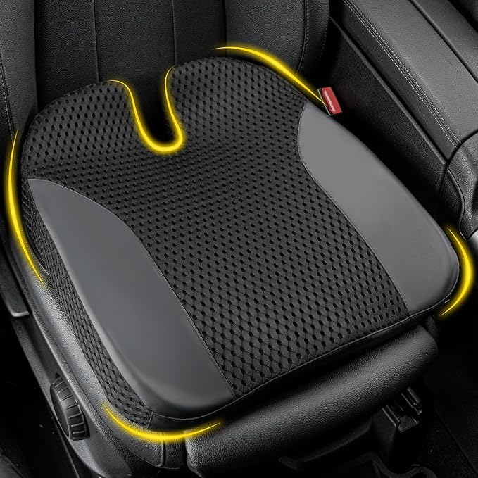 Lofty Aim Car Seat Cushion for Driving, Memory Foam Driver Seat Cushion | Car Seat Cushion for Long Driving Comfort, Driver Seat Pillow Adds Height and Support for Cars, Trucks, Office Chairs, Black by LoftyAim