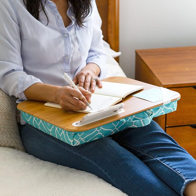 LAPGEAR Designer Lap Desk – Aqua Trellis, 2-Pack with Storage Basket - Image 7