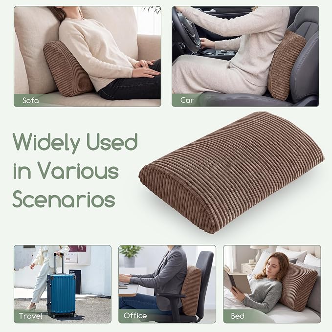 HIGOGOGO Lumbar Support Pillow for Recliner Chair/Accent Chair/Couch, Large Memory Foam Back Support Cushion for Elderly, Recliner Cushions for Back Rest, Pain Relief, Reading, Washable Cover, Brown - Image 5