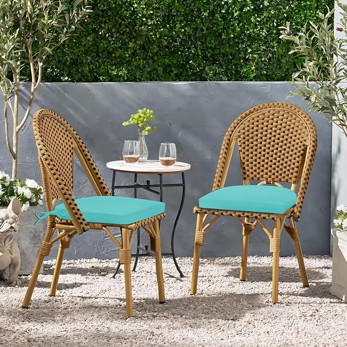 HARBOREST Outdoor Chair Cushions Set of 2, Water Resistant Patio Chair Cushions with Ties, Outdoor Seat Cushions for Patio Furniture, 17"x16"x2", Teal - Image 7