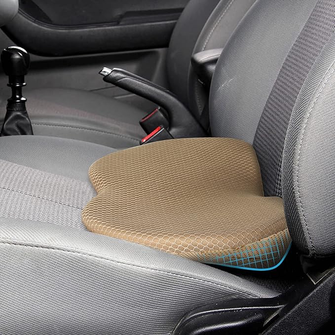 Livtribe Car Seat Cushion - Memory Foam Car Seat Pad - Sciatica & Lower Back Pain Relief - Car Seat Cushions for Driving - Road Trip Essentials for Drivers(Beige) by Livtribe