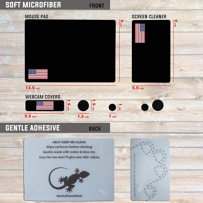 Mouse Pad Adhesive Bottom - Sticks to Any Surface - Portable - Webcam Covers and Screen Cleaner Included (USA Flag) - Image 7