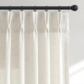 Hokibero Natural Pinch Pleated Linen Curtains 84 Inch Long for Living Room | Ivory Light Filtering Semi Sheer Curtain,Back Tab Hooks Rings,Farmhouse Textured Privacy Drapes for Bedroom Window,2 Panels by Hokibero