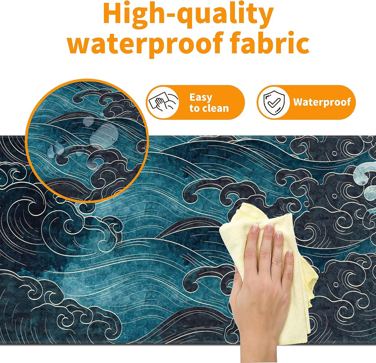 Japanese Sea Waves Mouse Pad,XL 31.5"x11.8" Big Gaming Mousepad,Japanese Sea Waves Large Extended Mouse Mat,Non-Slip Rubber Base Waterproof with Stitched Edges for Gaming Office Home - Image 4