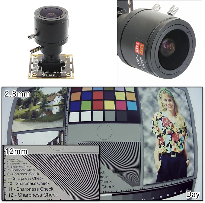 ELP Sony IMX323 Sensor Low Light Mini USB Camera Module with Microphone Manual Zoom 2.8-12mm Lens H.264 0.01LUX UVC USB2.0 Video Webcam Board Home Surveillance PC Camera for Laptop - Image 2