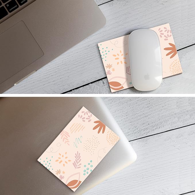 Mouse Pad Adhesive Bottom - Sticks to Any Surface - Portable - Webcam Covers and Screen Cleaner Included (Pastel Leaves) - Image 5