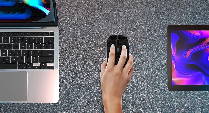 AIKOKOK Wireless Mouse, Bluetooth Mouse Rechargeable Dual Mode,Bright Black | Bluetooth 5.2 & 2.4G USB Receiver, 3 Adjustable DPI, Slim, Silent, Portable Computer Mouse for Laptop, PC,MacBook,iPad,Tablet - Image 6