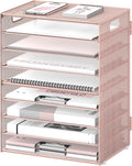 9-Tier Paper Organizer for Desk, Metal Mesh Letter Tray with Handles, Pink | Desk File Organizer with Removable Trays for Sorting Files, Folders, Mail and Printer Paper at Home, School or Office by DALTACK