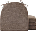 IPYNBAP Chair Cushions for Dining Chairs, Kitchen Chair Cushions, 16'' x 16'' x 2'', Non Slip Indoor Seat Cushions, Chair Pads for Dining Chairs with Ties & Removable Cover, Set of 4, Brown by IPYNBAP