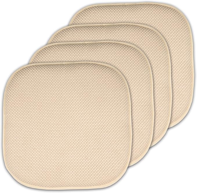 Sweet Home Collection Memory Foam Honeycomb Nonslip Back 16" x16" Chair/Seat Cushion Pad, 4 Pack by SweetHomeCollection