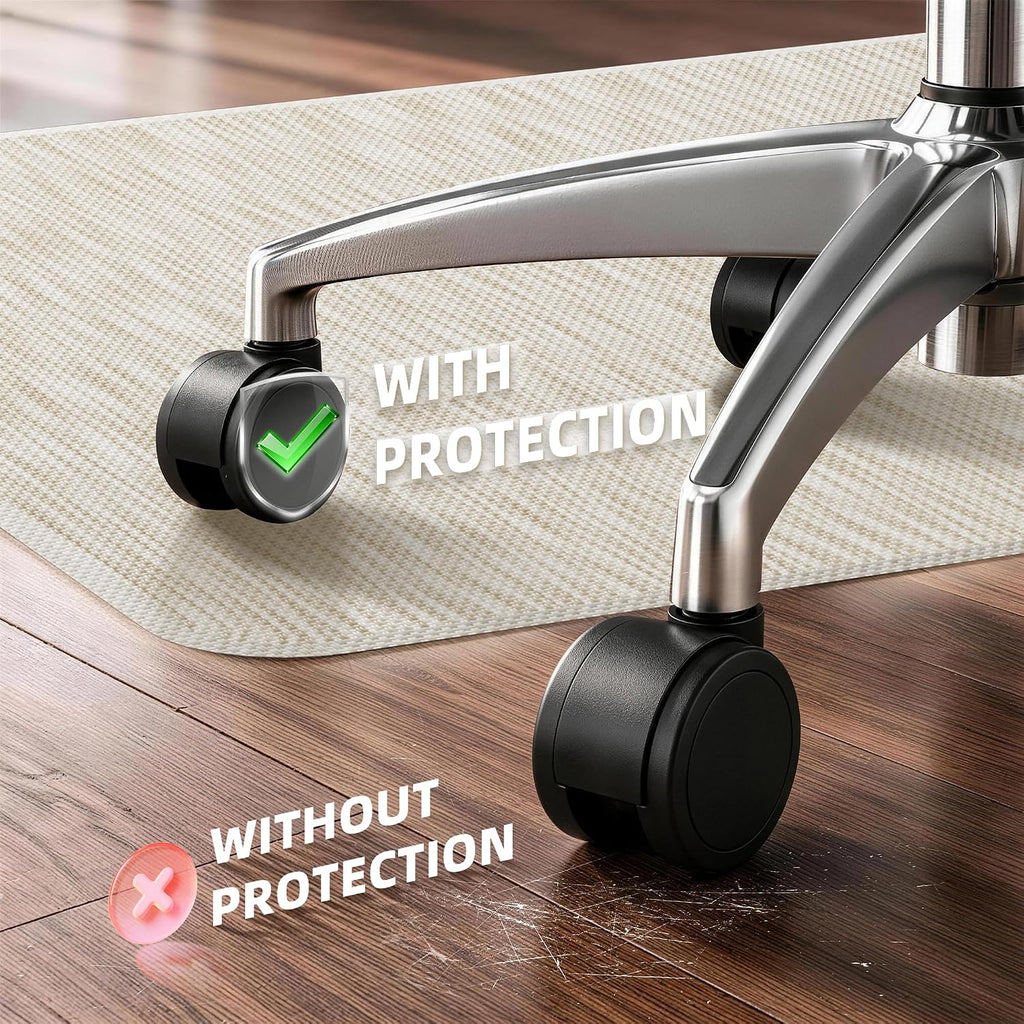 Office Chair Mat for Hardwood Floor 36" x 48", Oatmeal PVC Floor Protector - Image 3