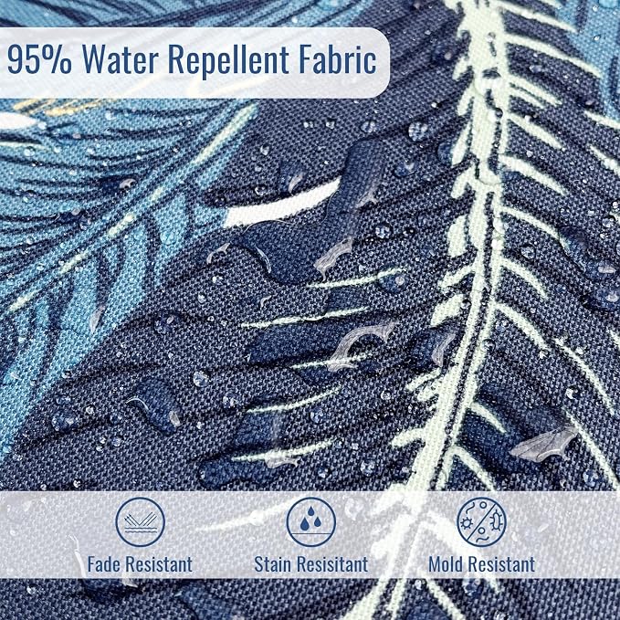 Patio Chair Cushions 19 x 19 x 3 Inch, Outdoor Cushions for Patio Furniture, Water Repellent Outdoor Seat Cushions with Straps Garden Sofa Couch Pads, Set of 2, Swaying Palms Blue - Image 5