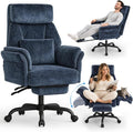 C57 Ergonomic Reclining Office Chair with Footrest, Velvet Desk Chair with 6-Stage Adjustable Wing Armrests for Cross Legged Sitting, Pet Friendly High Back Lounge Gaming Chair for Home Office by ELABEST