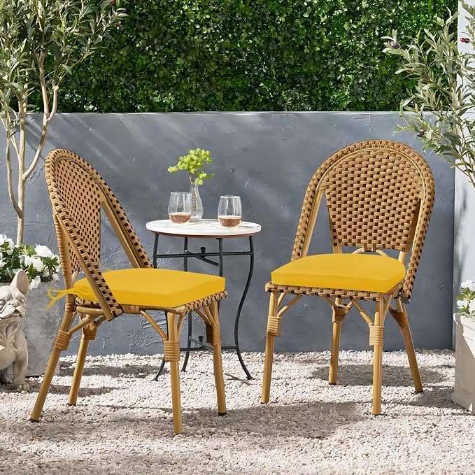HARBOREST Outdoor Chair Cushions Set of 2, Water Resistant Patio Chair Cushions with Ties, Outdoor Seat Cushions for Patio Furniture, 17"x16"x2", Yellow - Image 7
