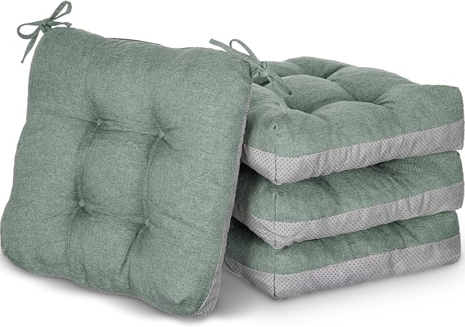 Geetery 4 Pack Chair Cushions, 16" x 15",Basil Green,Solid Color by Geetery