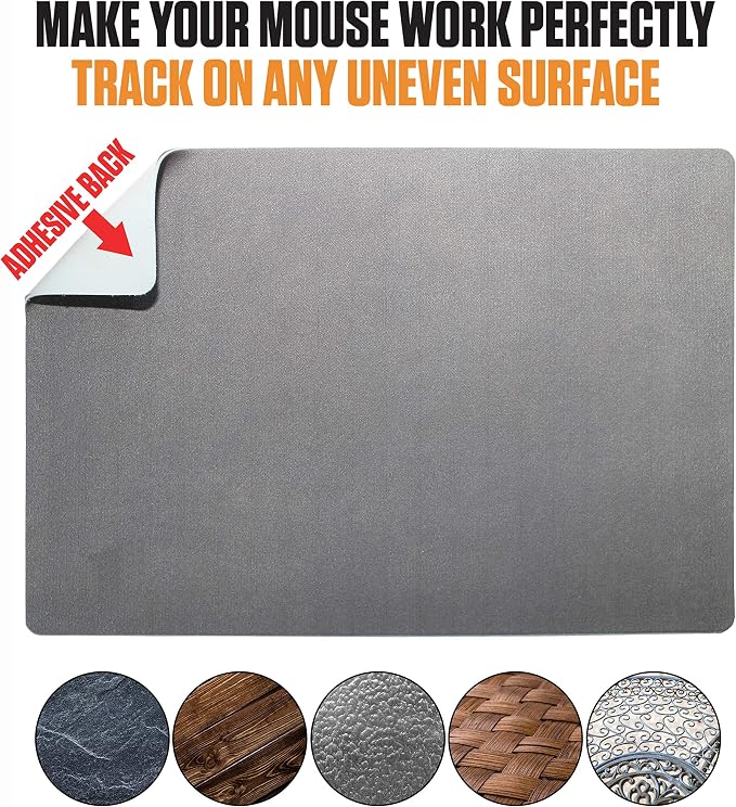 Mouse Pad Adhesive Bottom - Sticks to Any Surface - Portable - Webcam Covers and Screen Cleaner Included (2 Pack -Blank- Gray - Image 3