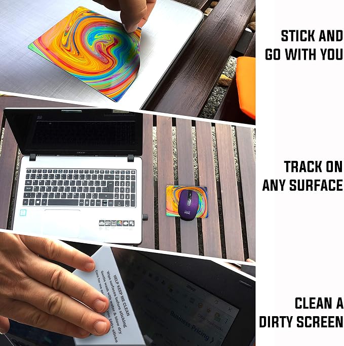 Mouse Pad Adhesive Bottom - Sticks to Any Surface - Portable - Webcam Covers and Screen Cleaner Included (Color Swirl) - Image 2