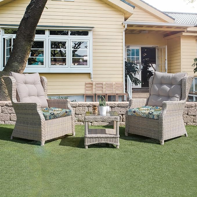 UNIKOME Outdoor Chair Cushions Pack of 4, Water Resistant Patio Cushions with Ties, High Density Sponge Filling Square Corner Seat Cushions for Outdoor Furniture, 18.5"*16"*3", Sun Flower - Image 6