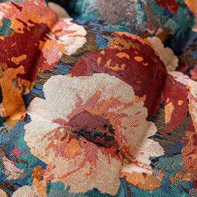 vctops Farmhouse Floral Print Chair Cushions with Ties U-Shaped Soft Comfortable Chair Pads Non Slip Seat Cushions for Indoor Dining Room and Kitchen Chairs (Flower E,16"x16") - Image 7