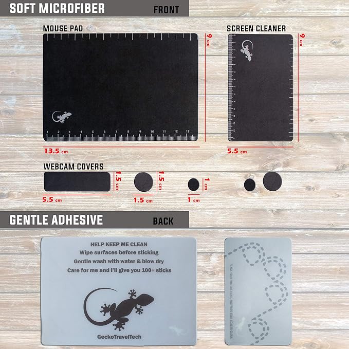 Mouse Pad Adhesive Bottom - Sticks to Any Surface - Portable - Webcam Covers and Screen Cleaner Included (Ruler) - Image 6