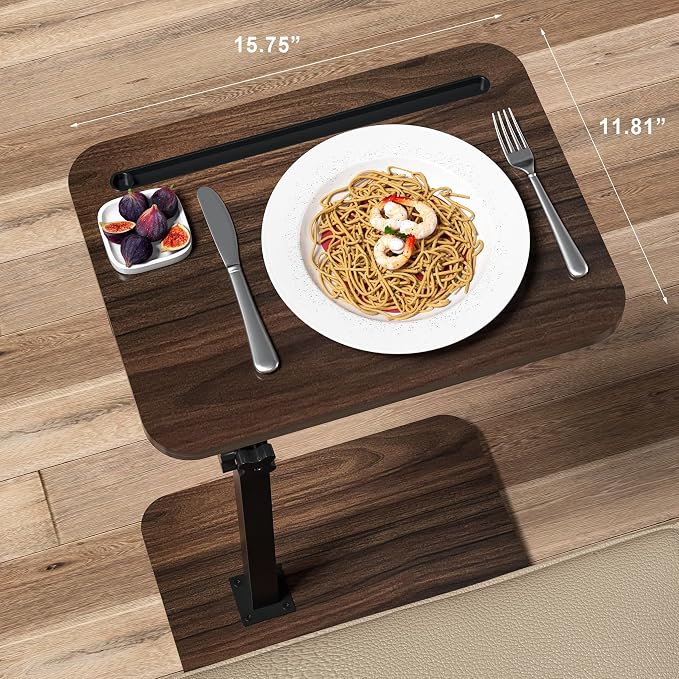 360° Swivel Sofa Side Table for Couch, Set of 2 | Adjustable Height, Laptop Table for Work, TV Trays Table for Snacks Reading, Fits Bed Chair, Phone & Tablet Slot - Image 3