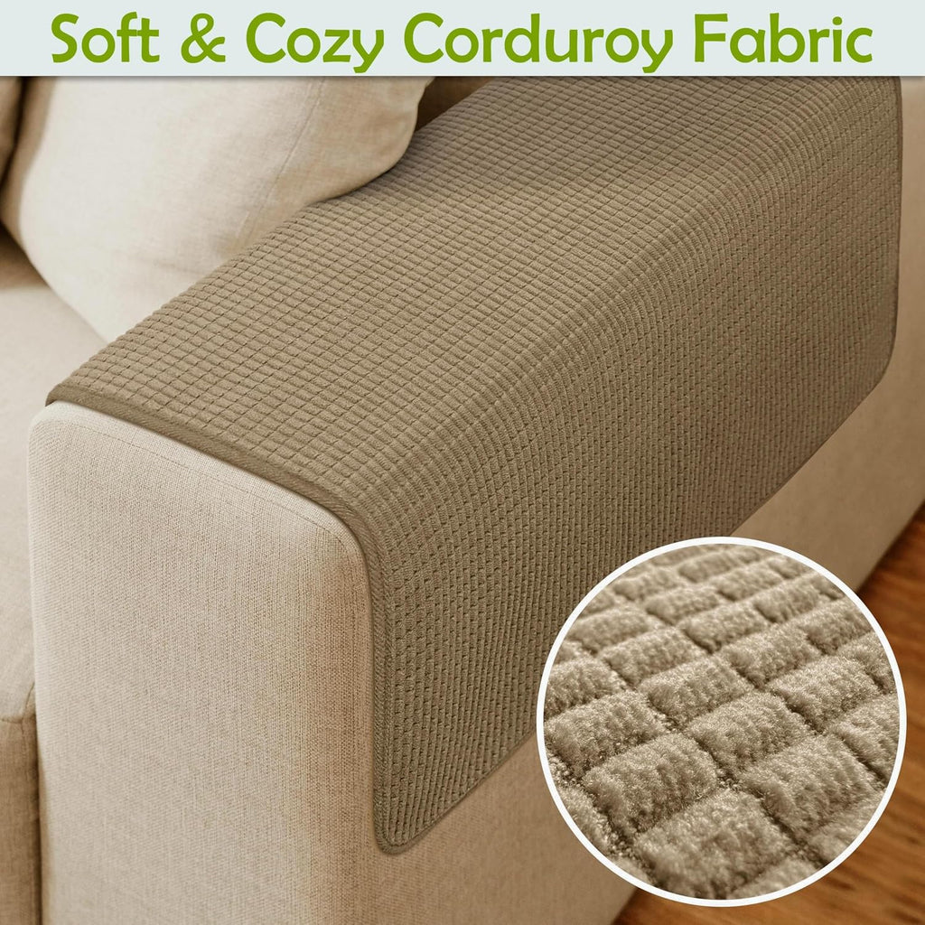 Couch Arm Covers, Sofa Arm Covers, Waterproof Armrest Covers for Sofa, Armchair, Loveseat, Non-Slip Recliner Arm Covers, Sofa Headrest Covers, Arm Chair Covers Set of 2 (Brown, 26"×26") - Image 4