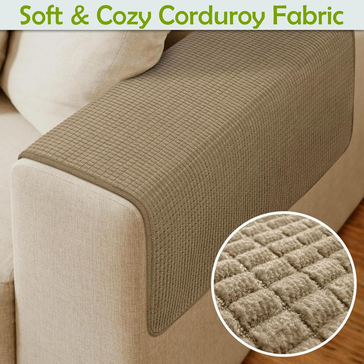 Couch Arm Covers, Sofa Arm Covers, Waterproof Armrest Covers for Sofa, Armchair, Loveseat, Non-Slip Recliner Arm Covers, Sofa Headrest Covers, Arm Chair Covers Set of 2 (Brown, 26"×26") - Image 4