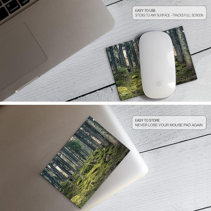 Mouse Pad Adhesive Bottom - Sticks to Any Surface - Portable - Webcam Covers and Screen Cleaner Included (Moss Forest) - Image 6