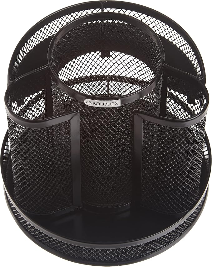 Rolodex Desk Organizer Rotating Office Supply Caddy Mesh Black (6.5" x 6.5" x 6.25") (Pack of 8) - Image 4