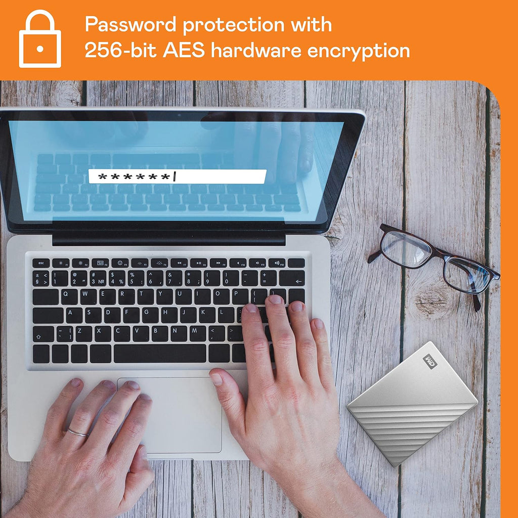 WD 2TB My Passport Ultra, Silver, Portable External Hard Drive, backup software with defense against ransomware, and password protection, USB-C and USB 3.1 - WDBC3C0020BSL-WESN - Image 5
