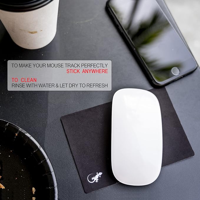 Mouse Pad Adhesive Bottom - Sticks to Any Surface - Portable - Webcam Covers and Screen Cleaner Included (2 Pack -Blank- Black) - Image 2