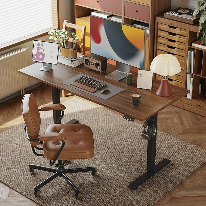 Agilestic 48*24 Inch Height Adjustable Electric Standing Desk, Dark Walnut | Sit Stand Up Computer Desk, Memory Presets, Stable Steel Frame,154 lbs, Easy Assembly, Splice Board, Home Office, Studying - Image 2