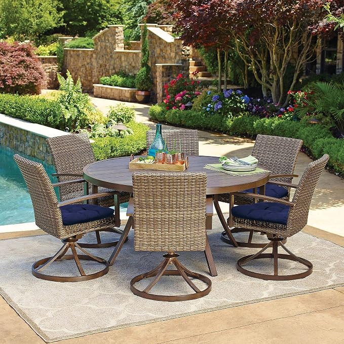 RACE LEAF Outdoor Seat Cushions Set of 2, 19" x 19" Square Patio Cushions, Plump Filling Tufted Water-Resistant Olefin Chair Seat Cushion with Ties for Non-Slip Support, Navy - Image 8