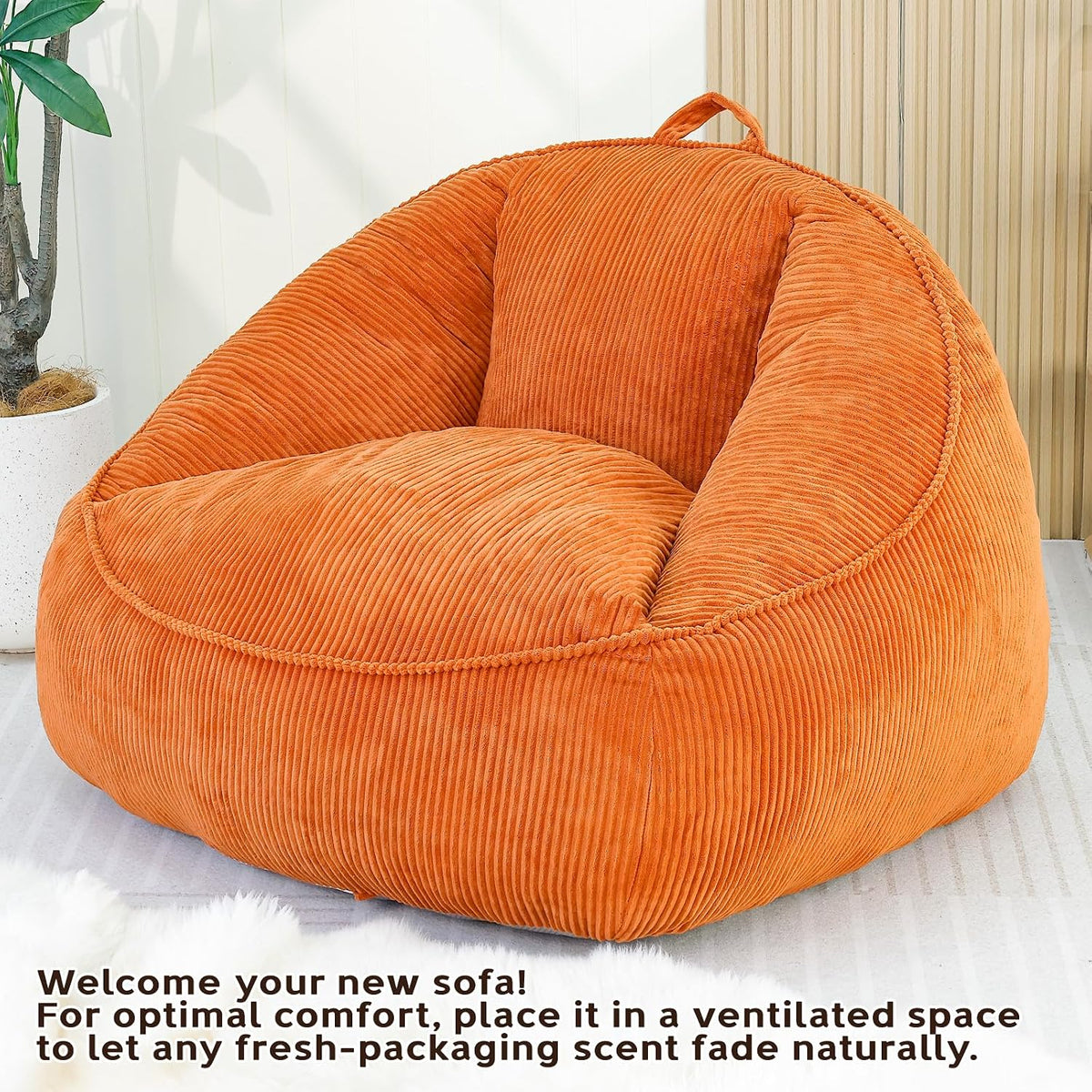 Bean Bag Chair, Cozy Fluffy Beanbag Chairs with Filler for Teens and Kids, Floor Lazy Sofa for Living Room Gaming & Reading (S-Burnt Orange) - Image 8
